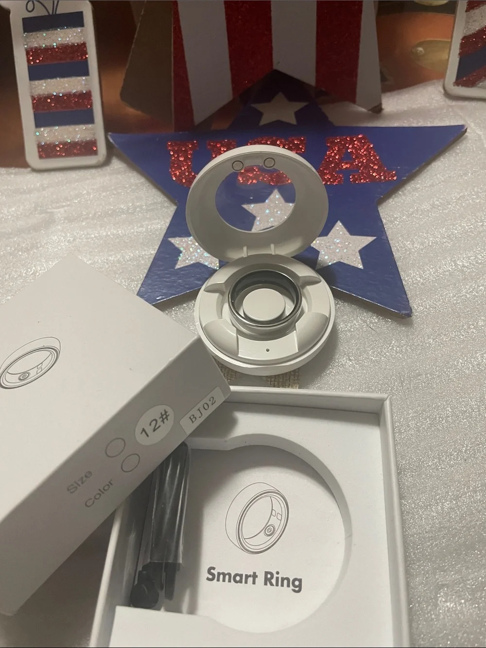 NEW SILVER SMART RING Fitness Tracker Unisex size 12